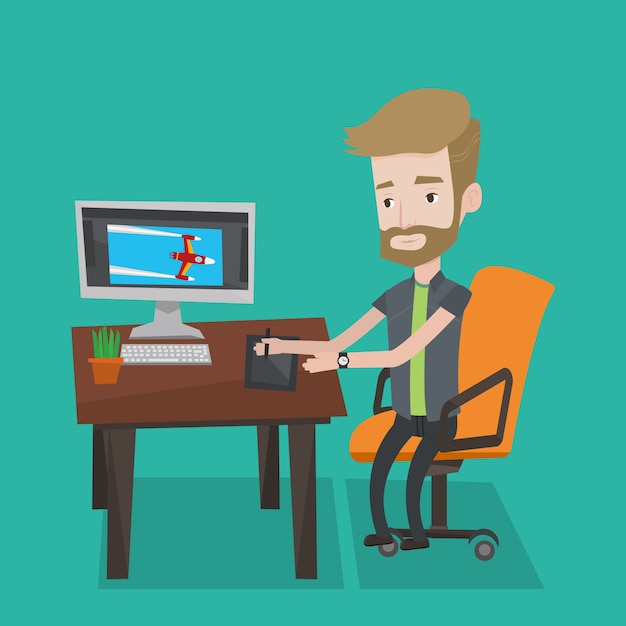 Designer mit digitalem Grafiktablett.