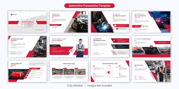 Designset für PowerPoint-Präsentationsfolien für Automobile