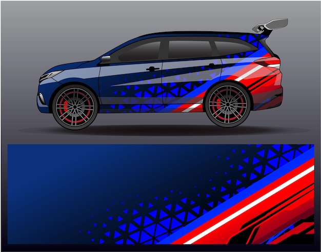 Designvektor für autoverpackungen. grafischer abstrakter streifenrennhintergrund