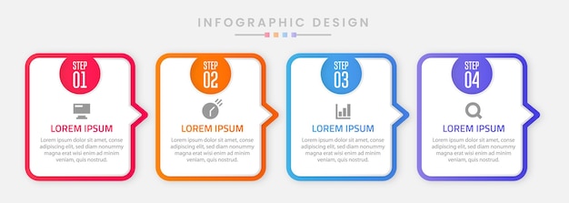 Designvektor für business-infografik-vorlagen mit 4 schritten oder optionen