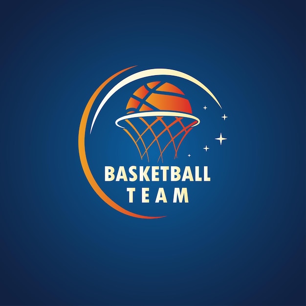 Designvektor für das logo eines basketballspiels