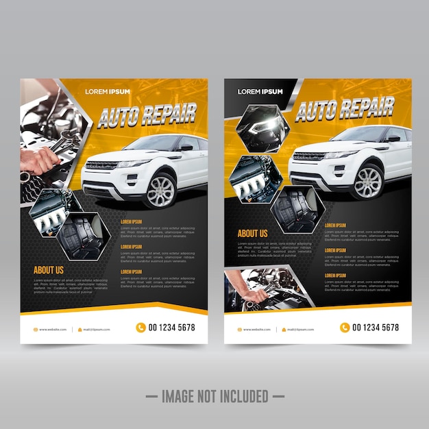 Vektor designvorlage für autoreparatur-flyer