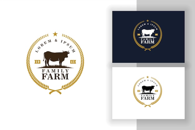 Designvorlage für das schwarze angus-logo. kuhfarm-vektor-illustration