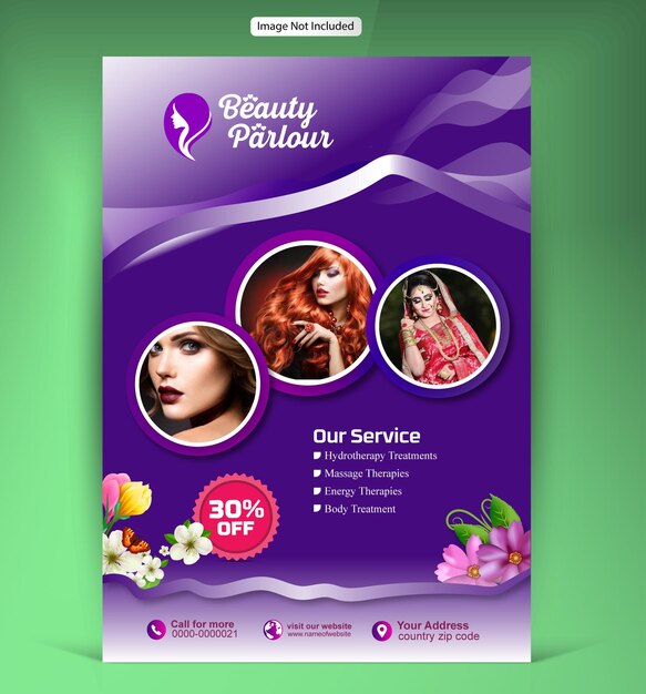 Vektor designvorlage für den flyer „schönheitssalon“.