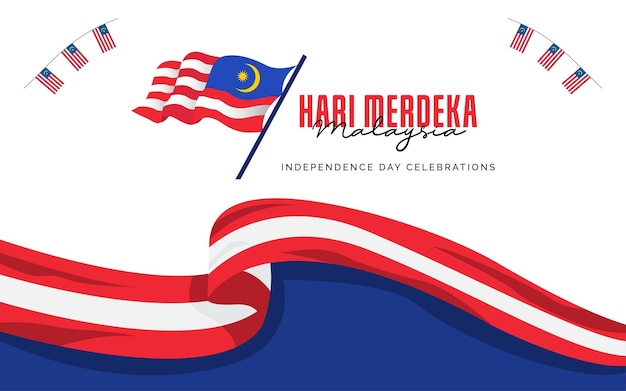 Designvorlage für den unabhängigkeitstag der wehenden flagge malaysias