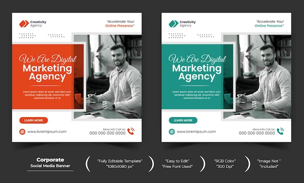 Designvorlage für digitales Marketing in sozialen Medien für Post-Web-Banner