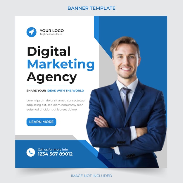 Designvorlage für digitales Marketing und soziale Medien für Unternehmen und Webbanner Premium-Vektor