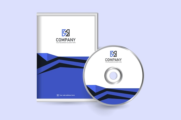 Vektor designvorlage für dvd-hüllen und disc-etiketten in blauer und schwarzer farbe