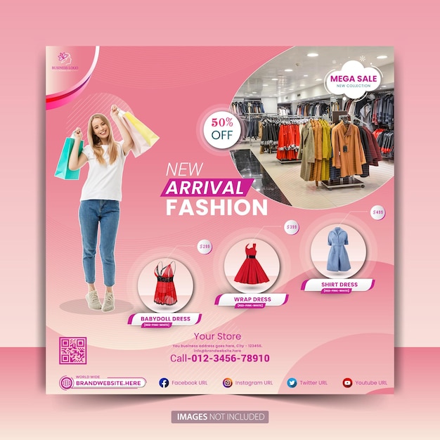 Designvorlage für Facebook-Bannerpost-Anzeigen für Damenmode