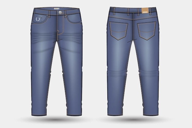 Vektor designvorlage für jeanshosen lange hose technische modeillustration technische skizze für jeanshosen