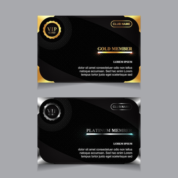 Designvorlage für luxuriöse vip-mitgliedskarten in gold und platin