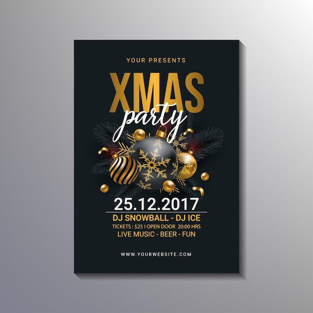 Designvorlage für Luxus-Weihnachtsparty-Poster