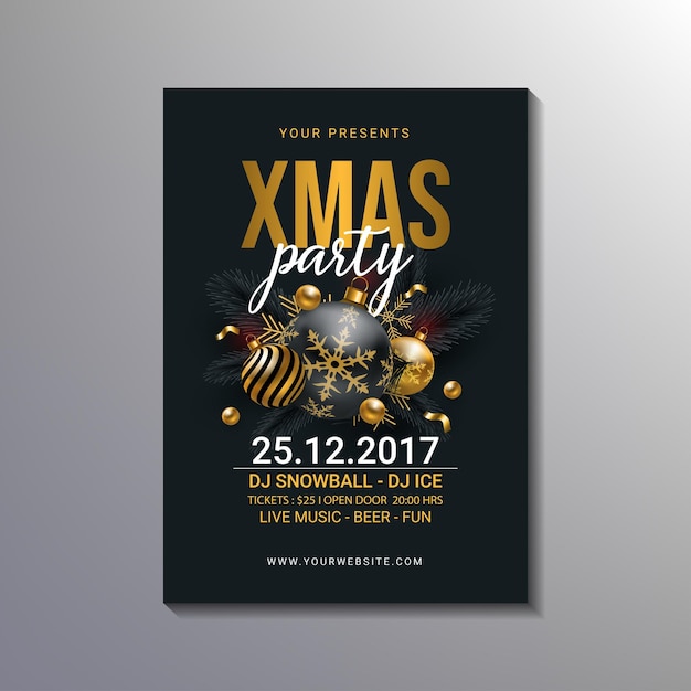 Designvorlage für luxus-weihnachtsparty-poster