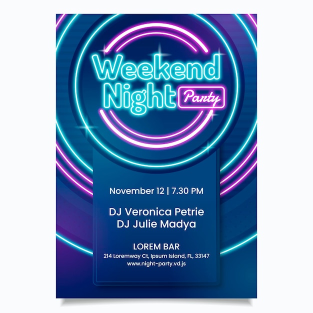 Designvorlage für Neon-Partyplakate