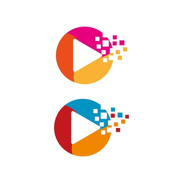 Designvorlage für pixel-play-media-logo. spielsymbol symboldesign.