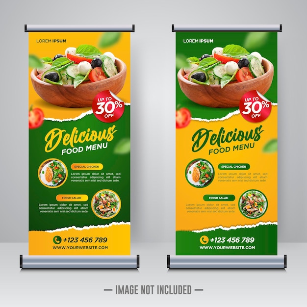 Designvorlage für rollup-banner für lebensmittel und restaurants