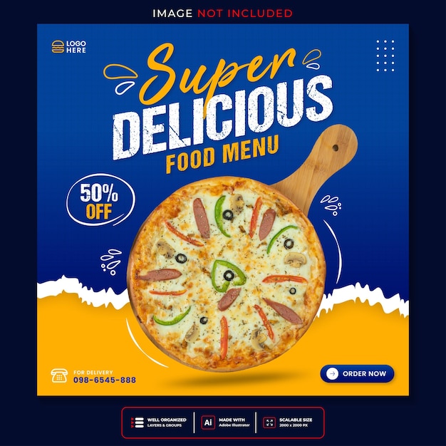 Designvorlage für Social-Media-Werbung für Lebensmittel und Instagram-Banner-Post Premium-Vektor