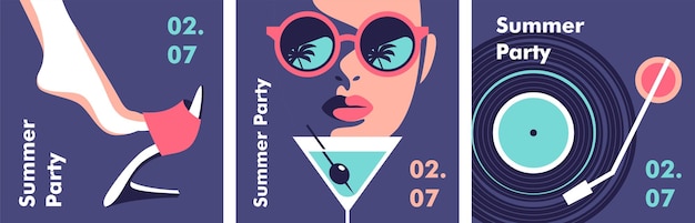 Designvorlage für sommerfestplakate vektorillustration im minimalistischen stil