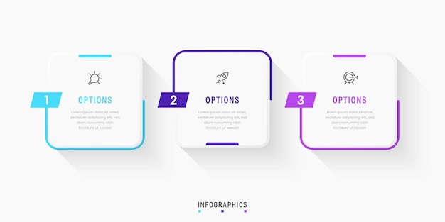 Designvorlage für vektor-infografik-etiketten mit symbolen und 3 optionen oder schritten. kann für den prozess verwendet werden