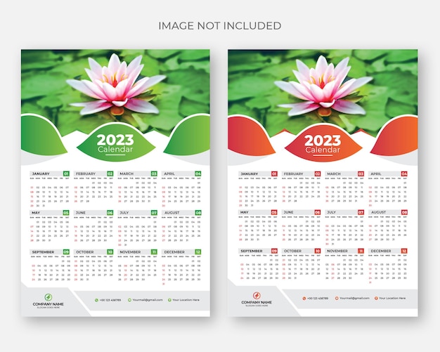 Designvorlage für Wandkalender 2023