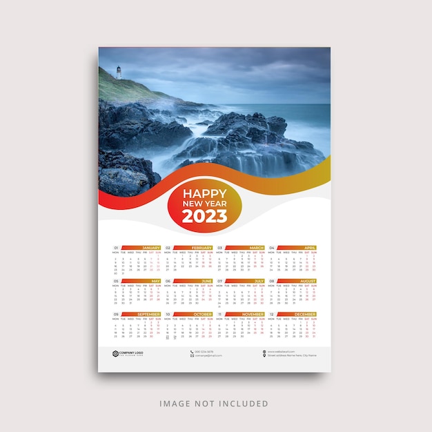 Designvorlage für wandkalender 2023