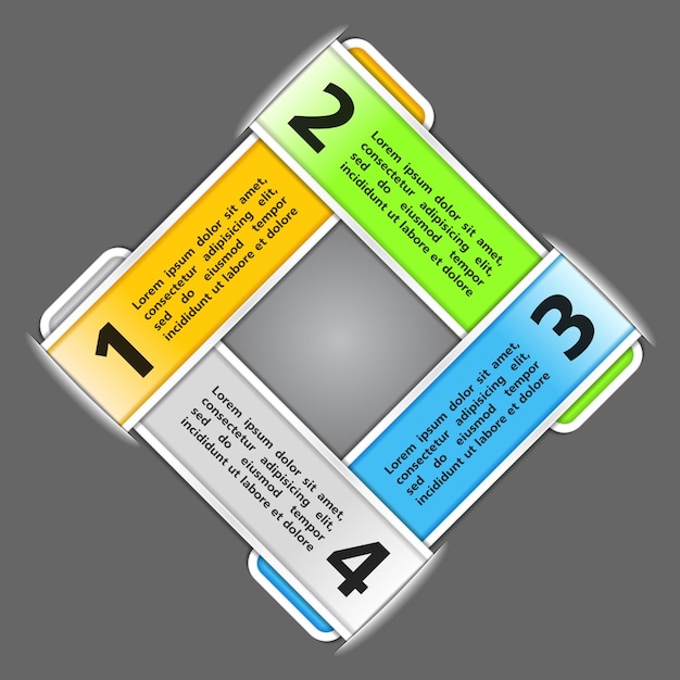 Designvorlage mit vier Registerkarten