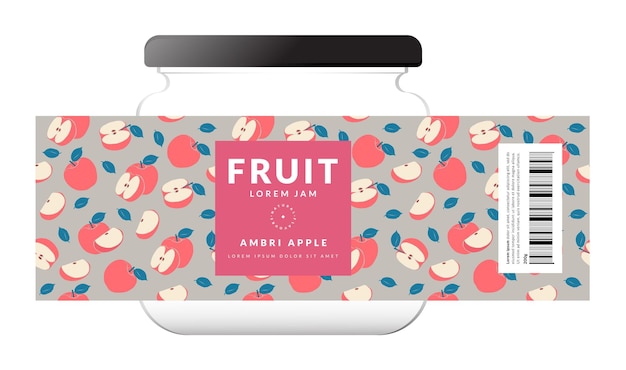 Designvorlagen für apple label-verpackungen vektorillustration im handgezeichneten stil