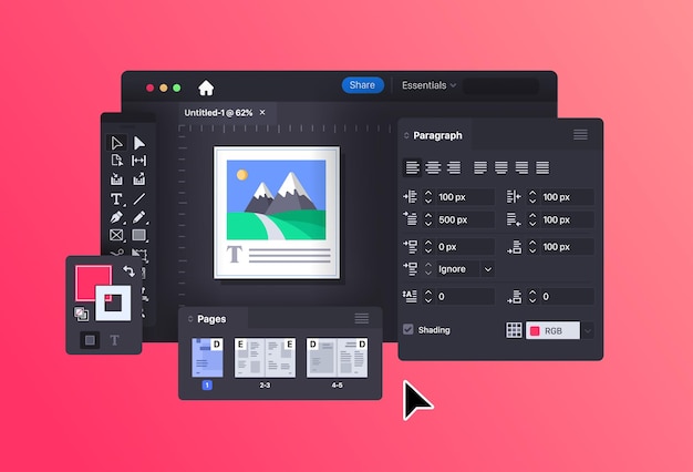 Desktop-Publishing- und Seitenlayout-Design-Software-Anwendungsprogramm zur Erstellung gedruckter Produkte