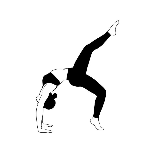 Vektor detaillierte farbenfrohe yoga-silhouette-vektorillustration fitness-konzept gymnastik