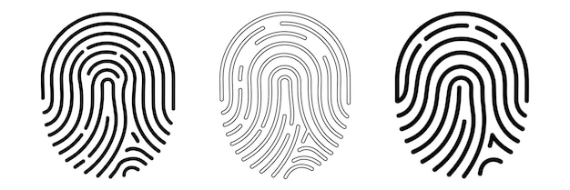 Detaillierte Vektor-Fingerabdruck-Symbole für Sicherheits- und Identitätsüberprüfungsverfahren
