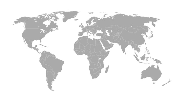 Detaillierte weltkarte mit grenzen der staaten isolierte weltkarte auf weißem hintergrund vektor-illustration