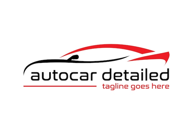 Detailliertes Autocar-Logo mit einem roten und schwarzen Auto