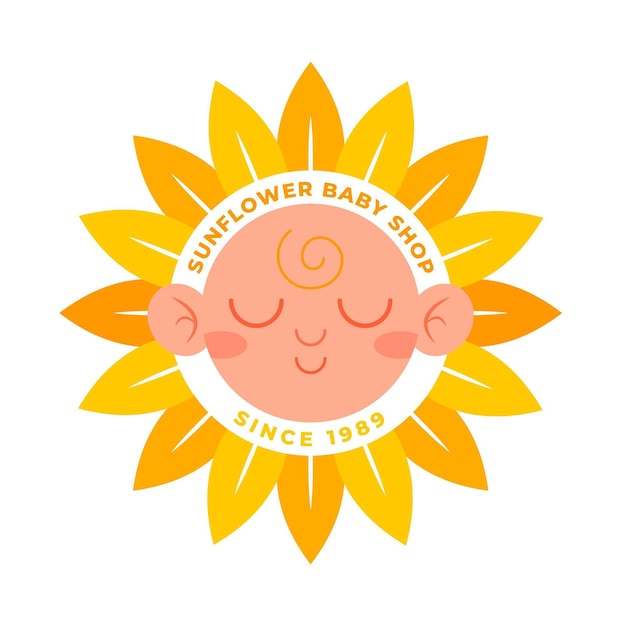 Detailliertes sonnenblumen-baby-shop-logo