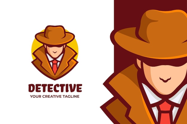 Detective mysterious man maskottchen-logo