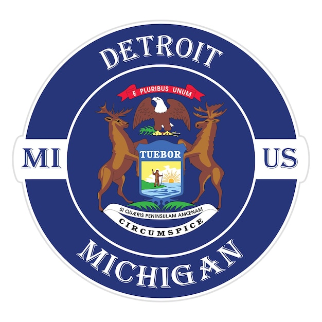 Vektor detroit michigan flagge usa reise souvenir siegel stempel abzeichen aufkleber logo vektor illustration svg eps