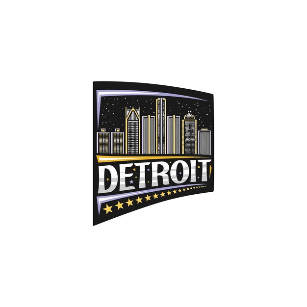 Vektor detroit skyline wahrzeichen flagge aufkleber emblem abzeichen reise souvenir illustration