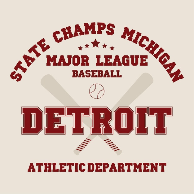 DETROIT-Typografie-T-Shirt-Design für Bekleidungs-Baseball-Vektor