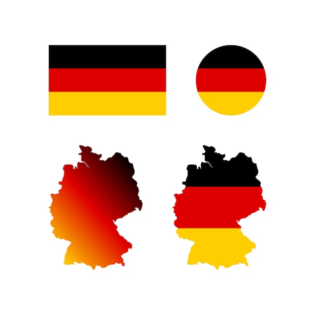 Deutsche Landeskarte und Flaggenvektoren eingestellt
