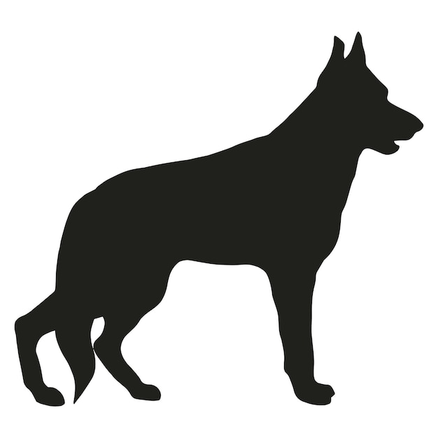 Vektor deutscher schäferhund stehende silhouette isoliert auf weißem hintergrund