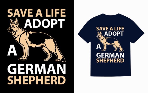 Vektor deutscher schäferhund-typografie-t-shirt-design. vektor-t-shirt-design