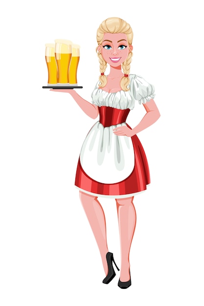 Deutsches Mädchen in Tracht auf Oktoberfest