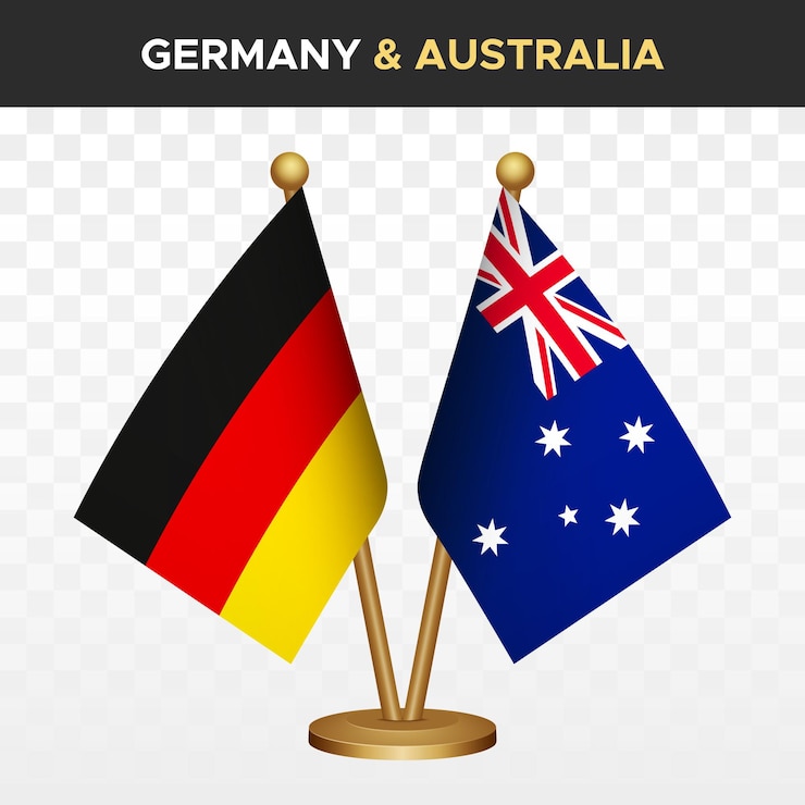 Vektor deutschland-australien-fahnen 3d-stand-desk-fahne deutsche flagge