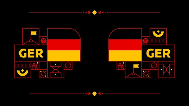 Deutschland-Flagge für 2022-Fußballpokalturnier isoliert Nationalmannschaftsflagge mit geometrischen Elementen für 2022-Fußball oder Fußball-Vektorillustration