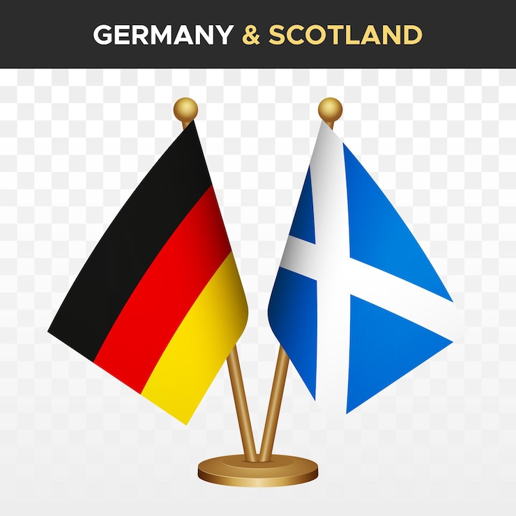 Vektor deutschland gegen schottland flaggen 3d standing desk flagge deutschland flagge