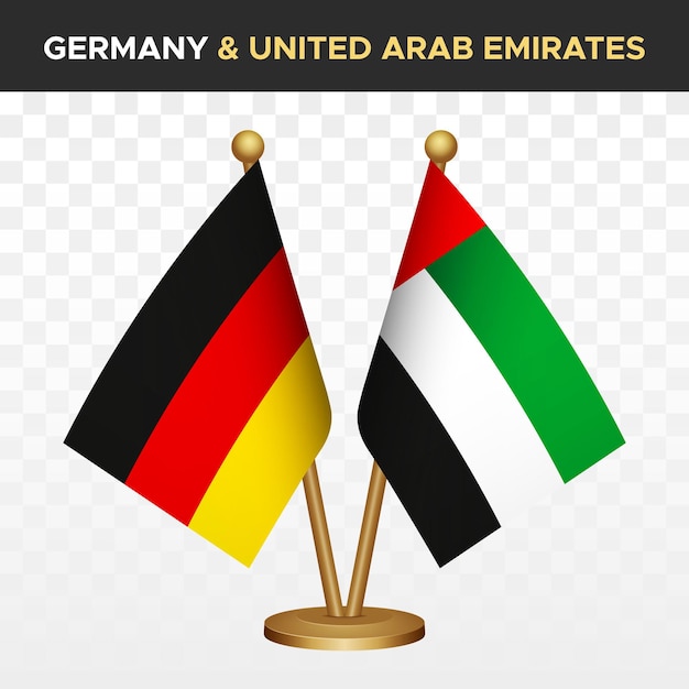 Vektor deutschland gegen vereinigte arabische emirate fahnen 3d-stand-desk-fahne deutsche flagge