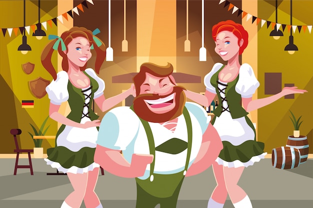 Deutschland oktoberfest mann und frau vektor-design