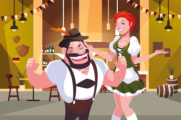 Vektor deutschland oktoberfest mann und frau vektor-design