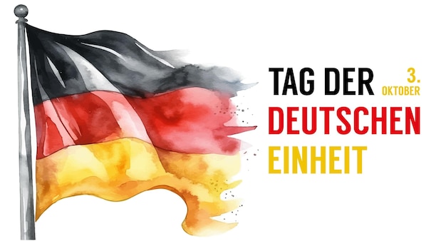 Deutschland schwenkt Flagge Aquarell isoliert auf weiß Tag der Deutschen Einheit 3. Oktober Deutsche Einheit