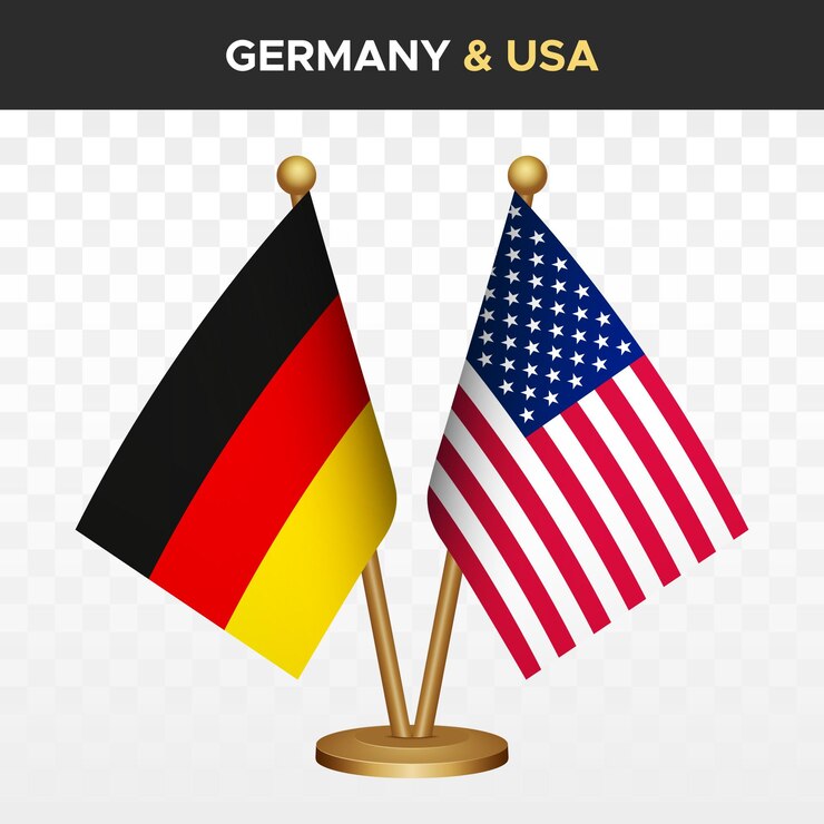 Vektor deutschland vs. usa vereinigte staaten amerika flaggen 3d standing desk flagge deutschland flagge