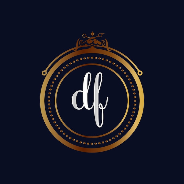 Df-monogramme-logo, salon, luxuskosmetik-spa-beauty-vektorvorlage